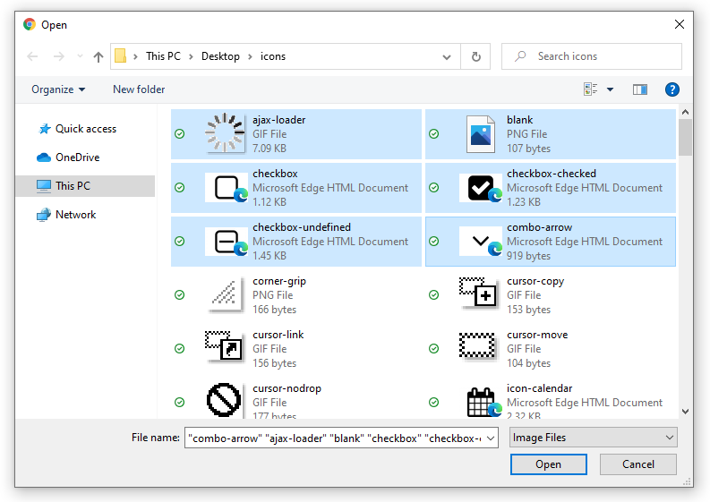 Upload control demonstrating multiple file selection capability